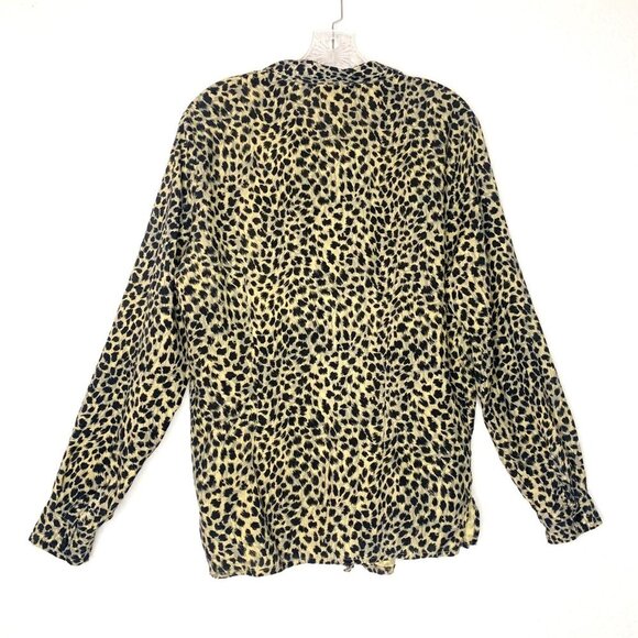 Vintage Silk Icon Collection Leopard Print Silk Button Down Shirt Women’s Large - Picture 2 of 11